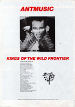 Kings of the Wild Frontier Australian booklet