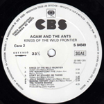 Kings of the Wild Frontier Spanish promo label